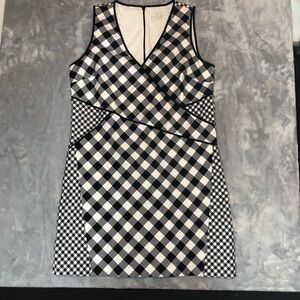 New York & Company Block Checkered Sleeveless Dress Black/White/Grey Size 14